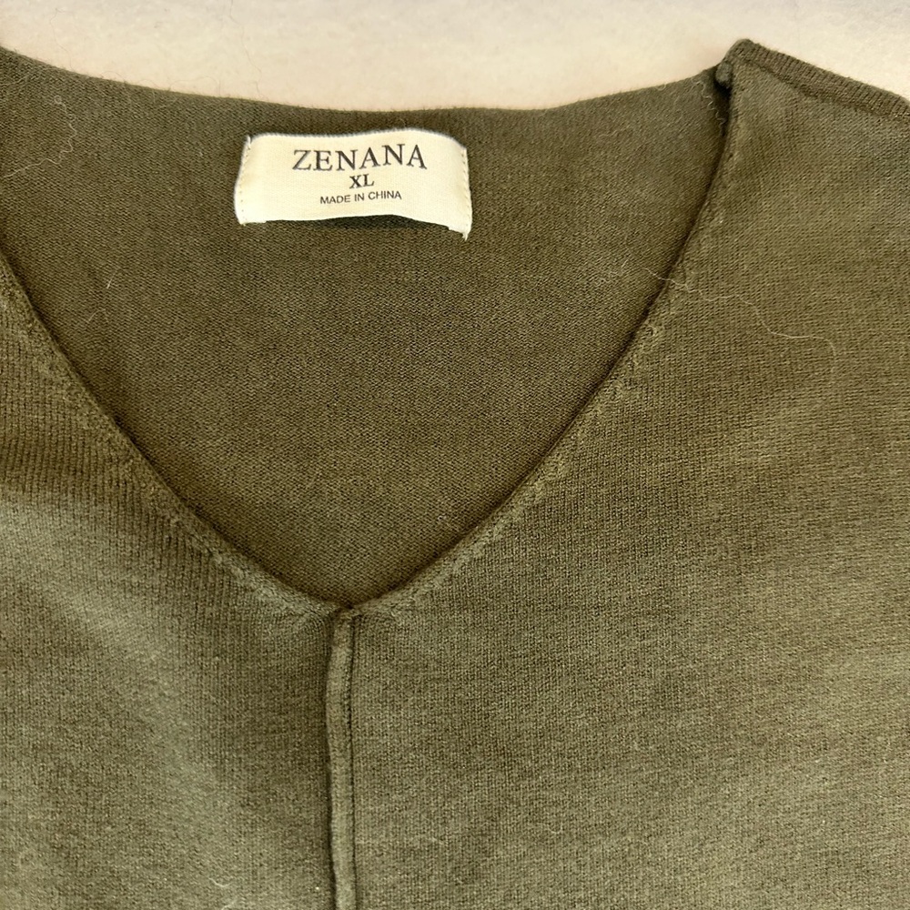 Zenana (boutique brand) v- neck sweater. Dark Army Green-Long sleeves,oversized.